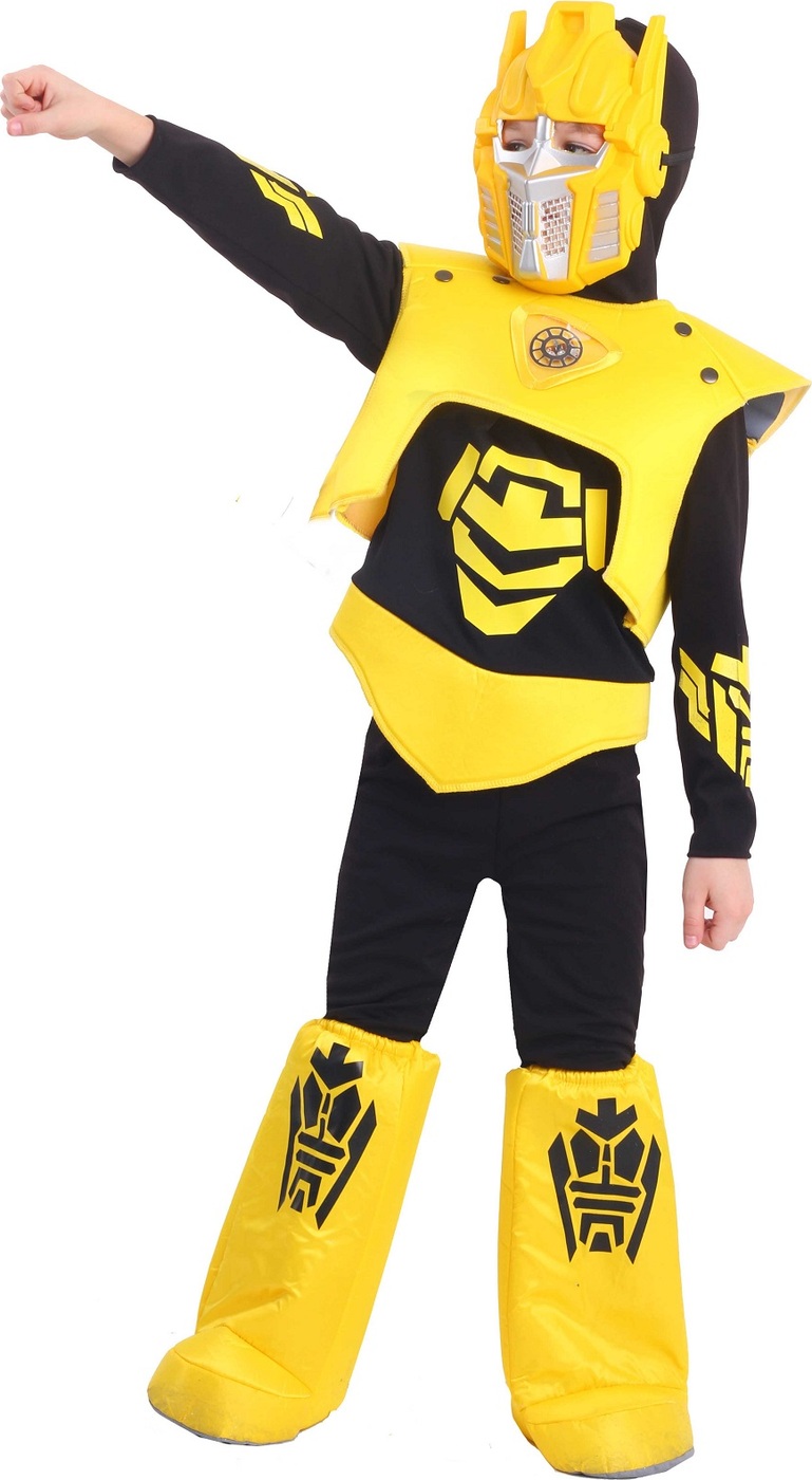 фото Карнавальный костюм Робот рубашка с капюшоном, брюки, жилет, ботинки, маска размер 110-56 Пуговка