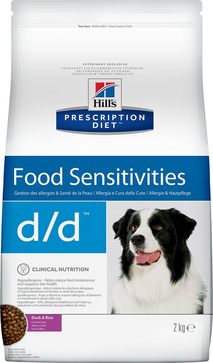 фото Корм сухой Hill's Prescription Diet d/d Food Sensitivities для собак для поддержания здоровья кожи и при пищевой аллергии, с уткой и рисом, 2 кг