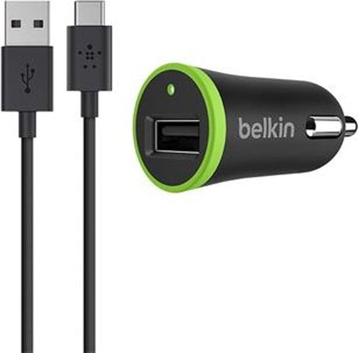 фото АЗУ Belkin MICRO CAR, 2.1A,UNIVERSAL, Кабель USB A-USB C,1.8m, BLK