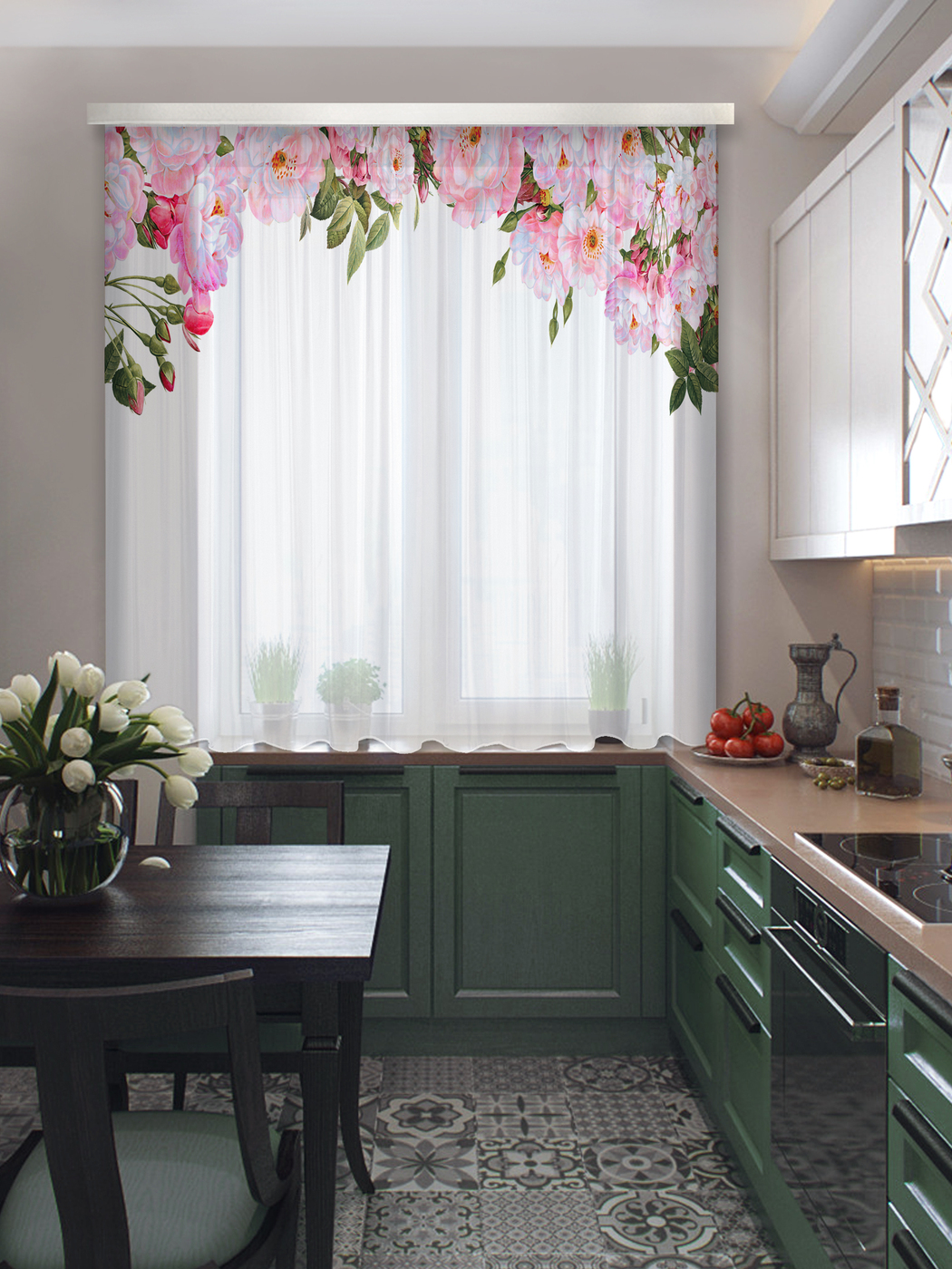 шторы и тюли на кухню в современном стиле