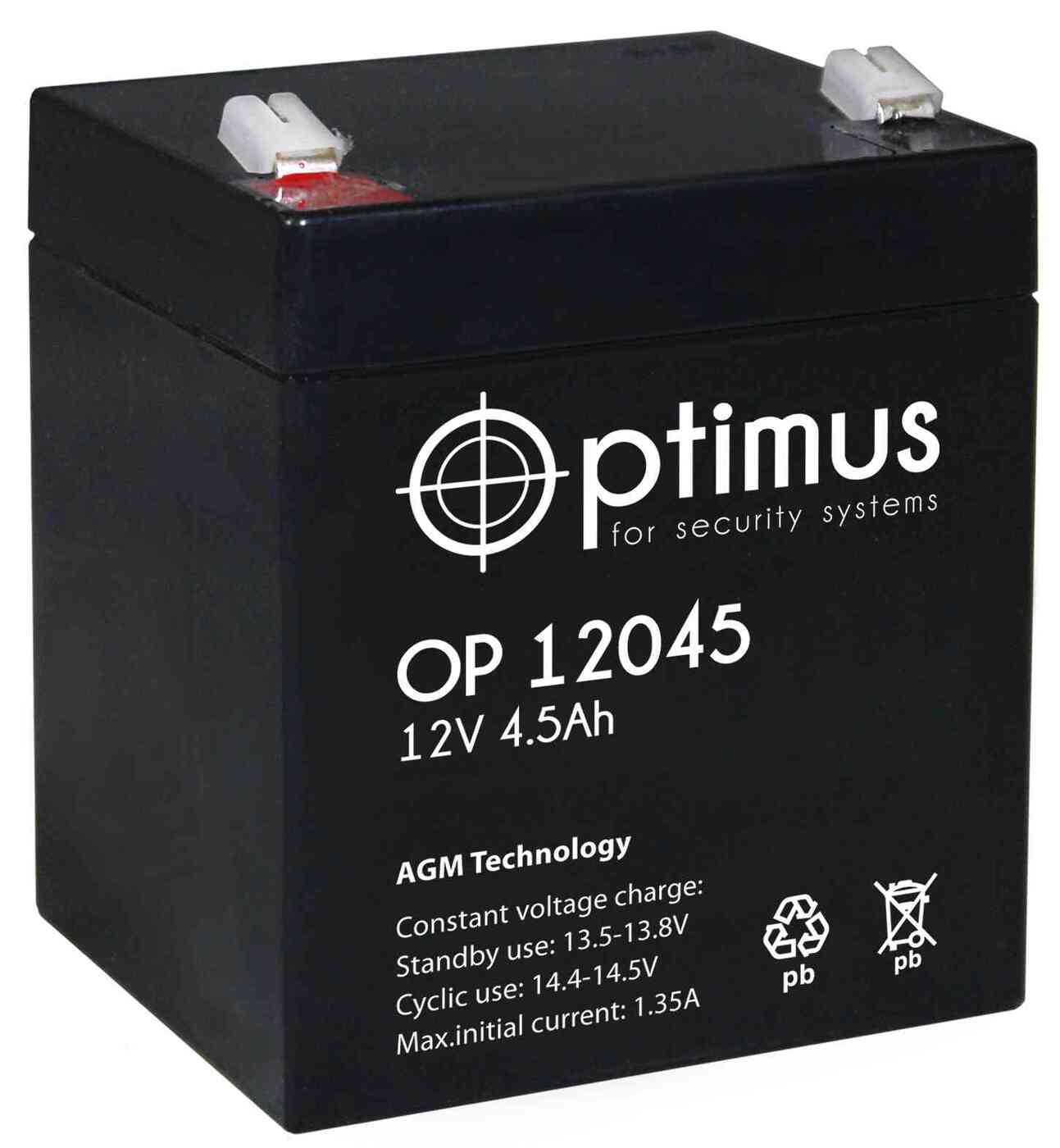 Аккумуляторная батарея OPTIMUS 12V 4.5АЧ (OP 12045) 90X70X102