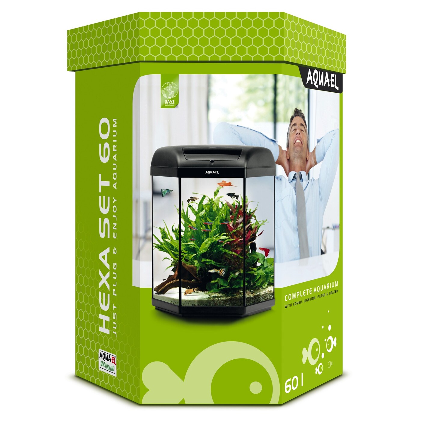 Аквариум AQUAEL HEXA SET ll 60 шестигранный, черный (60 л) — купить в ...