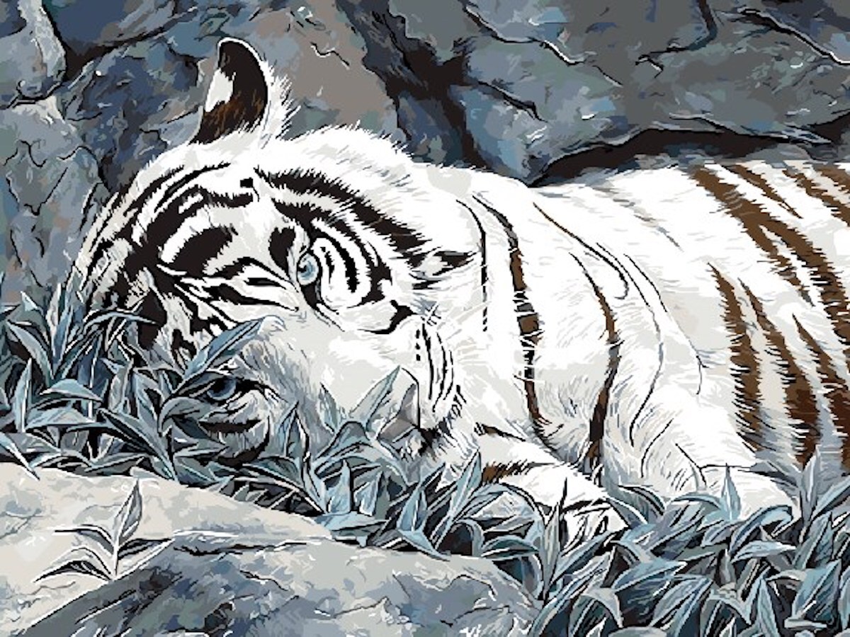 Холодный батик белый тигр