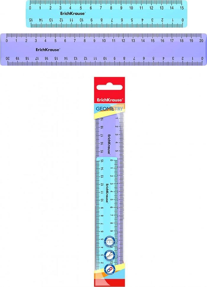 Набор из 2-х линеек Erich Krause 15см. и 20см. (голубой+фиолетовый)