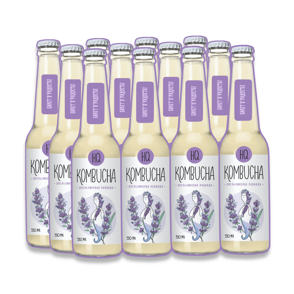 HQ Kombucha / Напиток Комбуча "Апельсиновая лаванда", ящик 12 бутылок ...