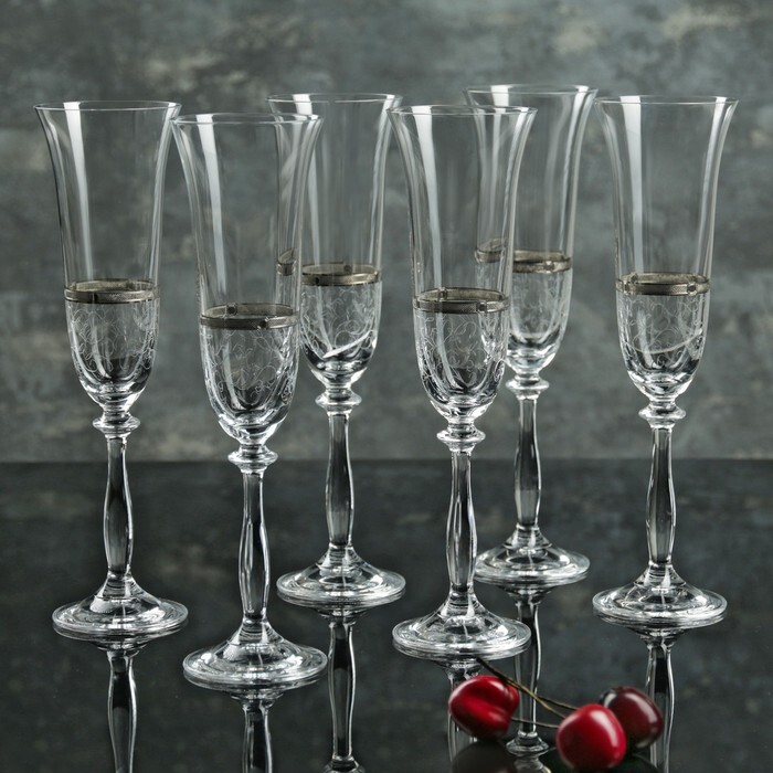 Набор бокалов Bohemia Crystal для шампанского, 190 мл, 6 шт - купить по ...