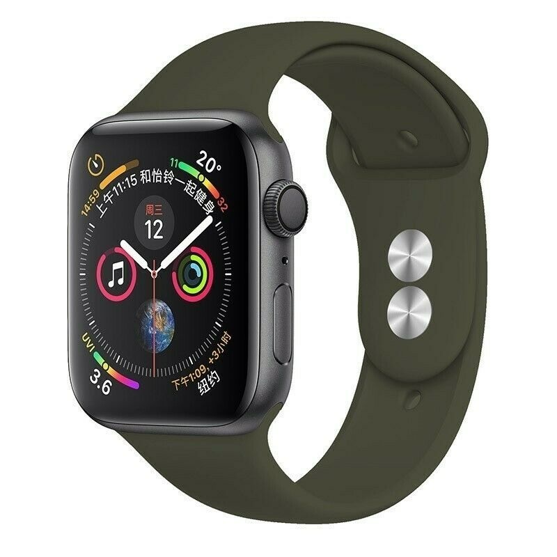 РемешокдляAppleWatch38-40мм/Ремешокдлячасовэпплвотч38-40ммразмерSцвет:темно-оливковый(29/48)силиконовый