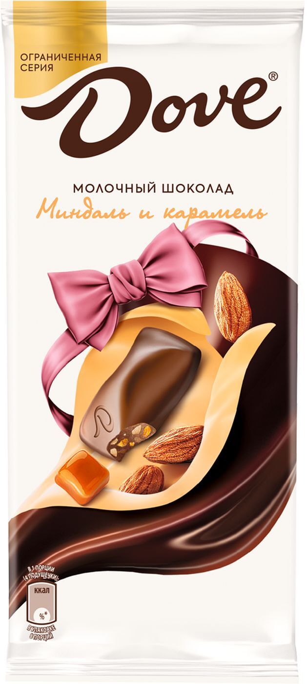 Молочный шоколад Dove Карамель/миндаль, 90 г — купить в интернет ...