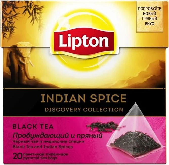 Lipton Indian spice черный чай с корицей и имбирем в пирамидках, 20 шт