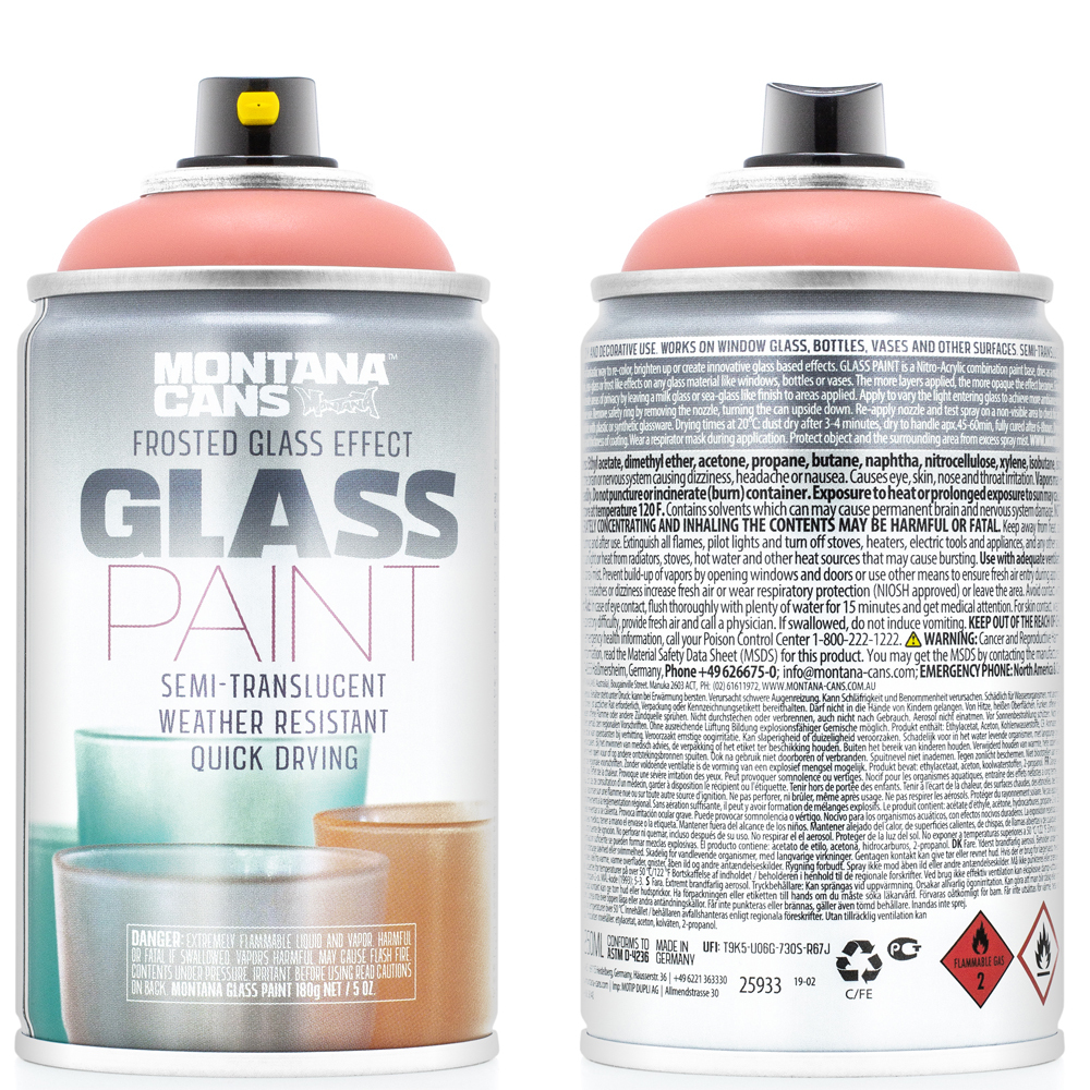 Аэрозольная краска Montana GLASS PAINT Быстросохнущая, Матовое покрытие -  купить в интернет-магазине OZON по выгодной цене (232030303)