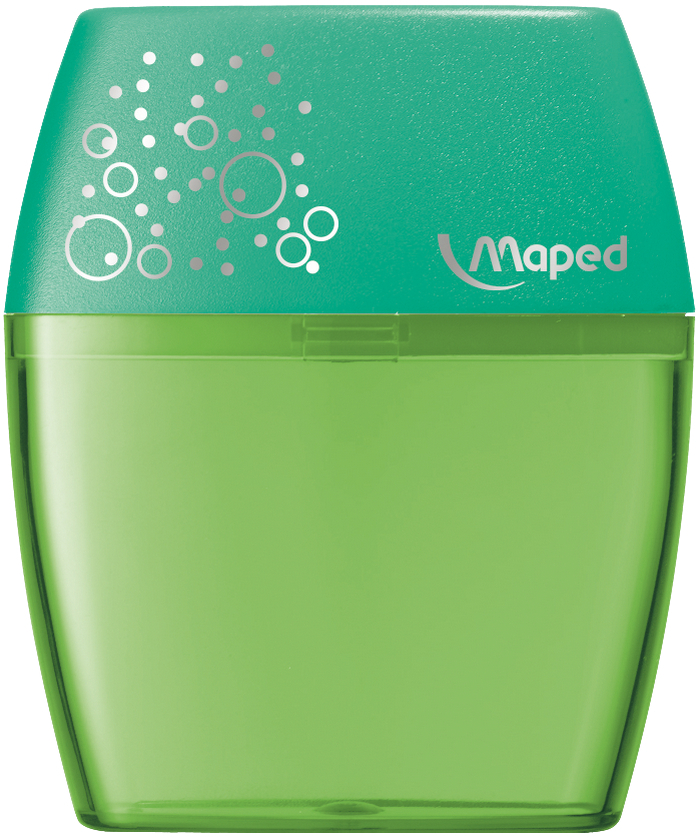 Точилка MAPED SHAKER 2 отверстия, диаметр 8 и 11мм, с контейнером, цвет зеленый