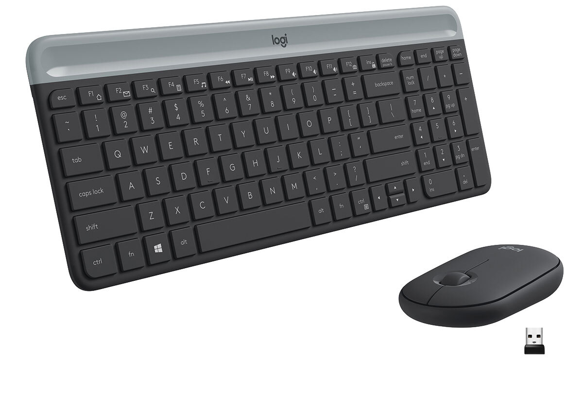 Logitech Комплект мышь + клавиатура беспроводная MK470 SILENT, Русская раскладка, серый