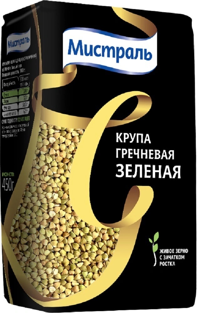 Крупа гречневая зеленая 450гр МИСТРАЛЬ 6шт — купить в интернет-магазине ...