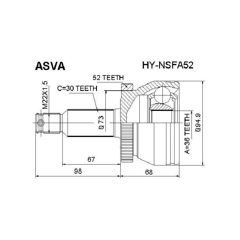 ASVA ШРУС наружный, арт. HYNSFA52