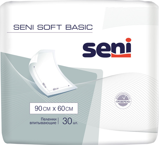 Пеленки впитывающие одноразовые медицинские Seni Soft Basic 90х60 см, 30 шт.