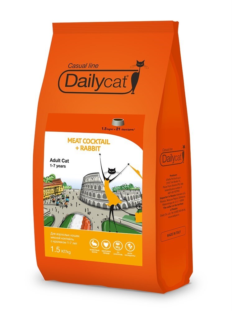 Dailycat Casual Line Meat Cocktail + Rabbit Сухой корм для взрослых ...