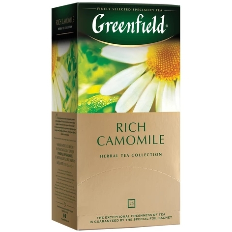 ЧайGREENFIELD(Гринфилд)"RichCamomile"("Ромашковый"),травяной,25пакетиковвконвертахпо1,5г