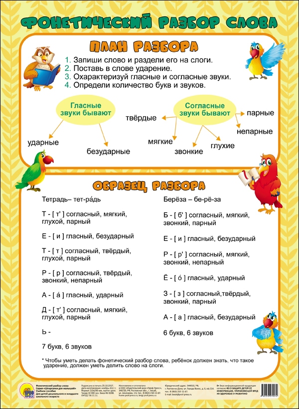 Примеры фонетического разбора слова с ответами