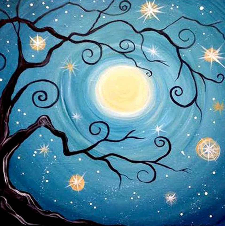 Картина дерево и Луна