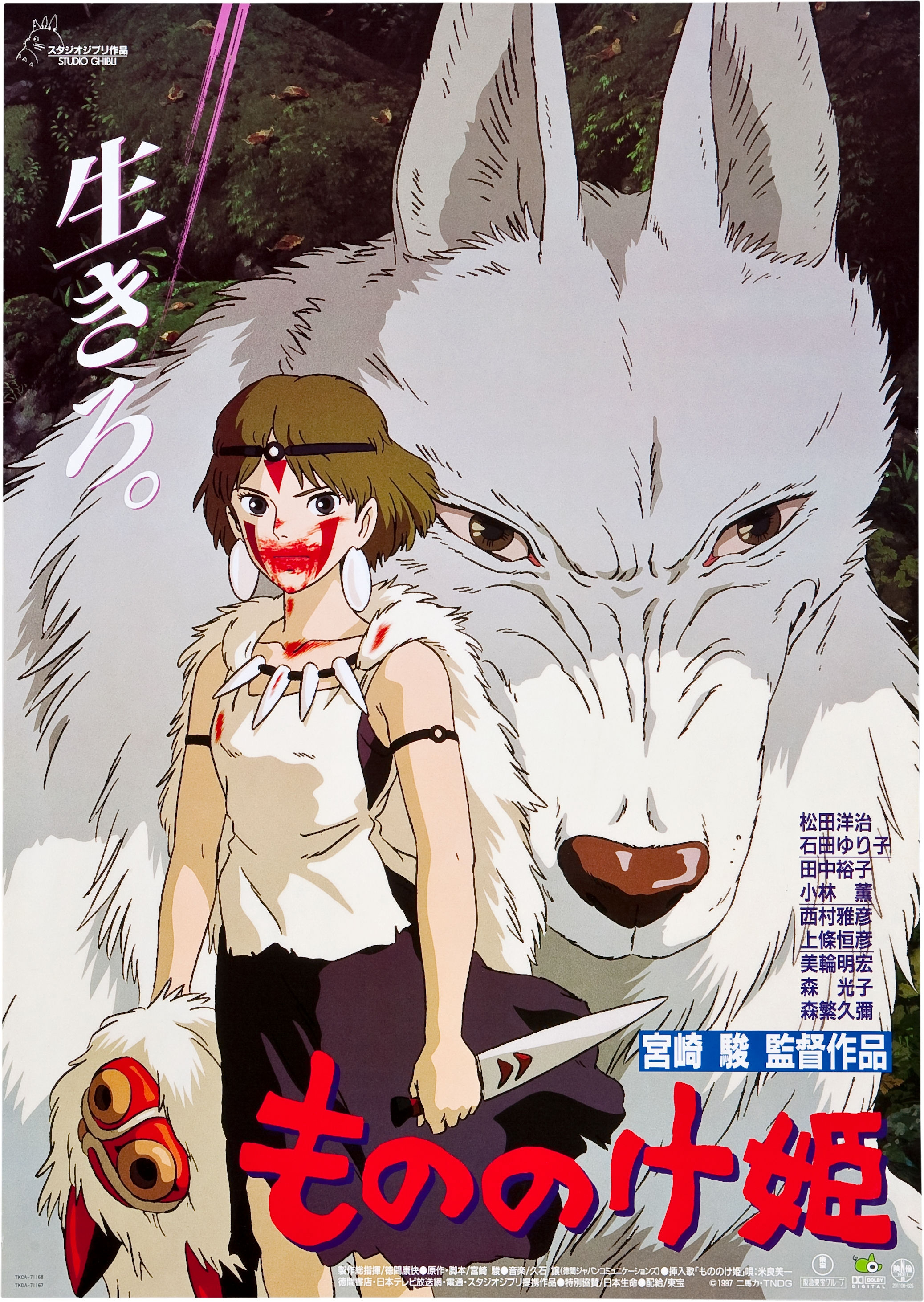 Японский постер к аниме <b>Принцесса</b> <b>Мононоке</b> (<b>Mononoke</b>-hime), 1997, Хаяо Мияд...