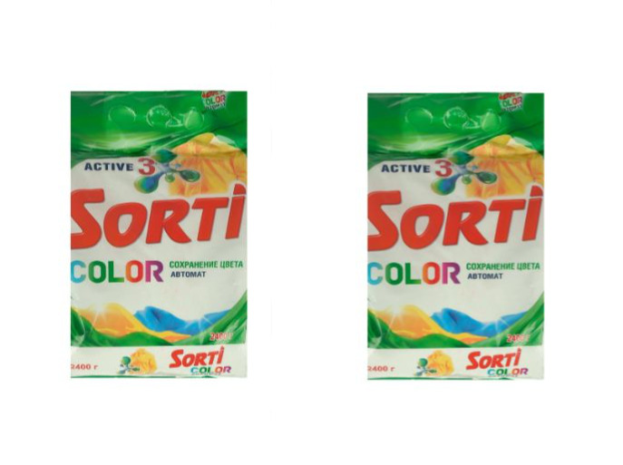 Color 2 кг. Порошок стиральный sorti Color Цветущий лен 2.4кг
