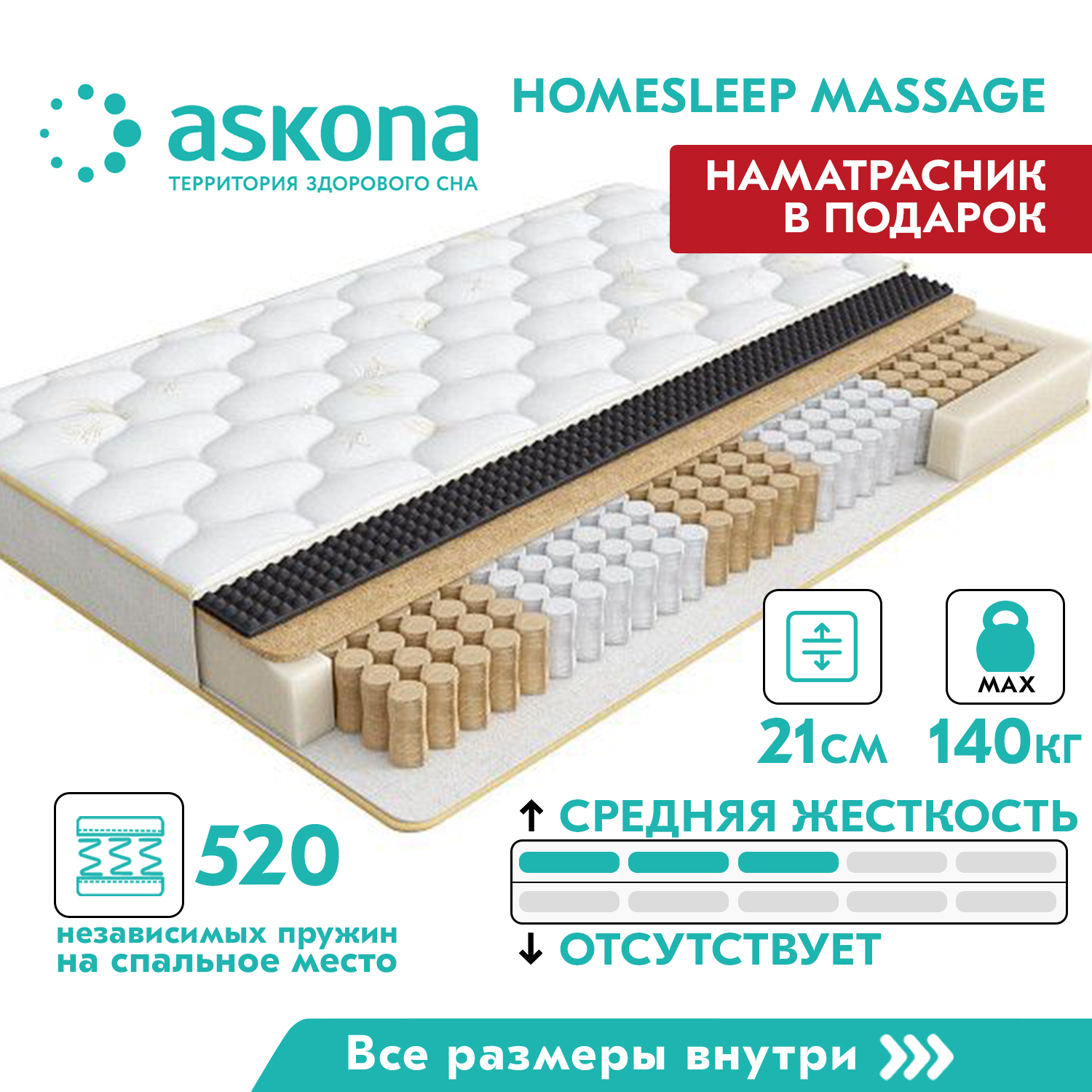 матрас askona homesleep massage