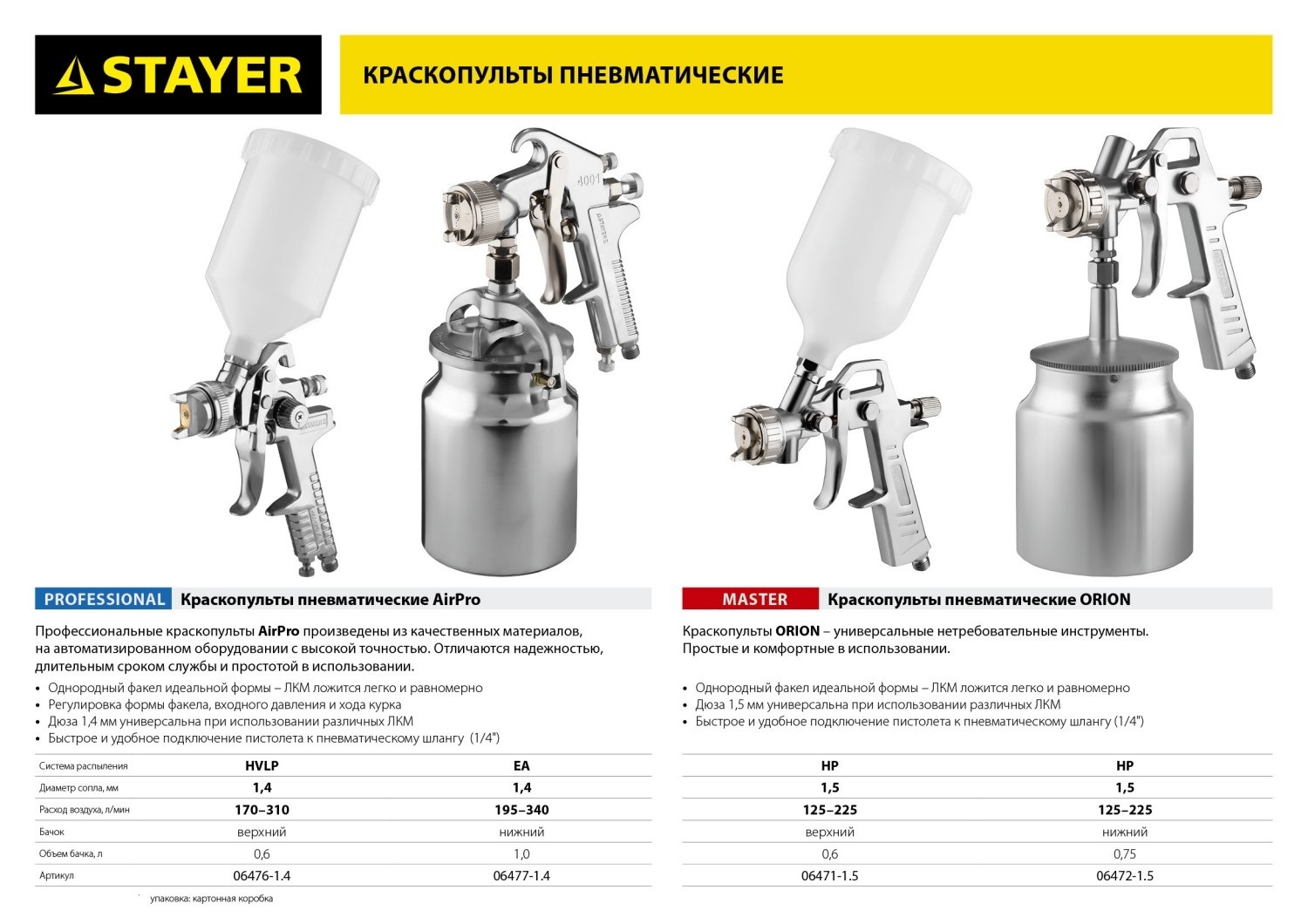 Расход краскопульта воздух. Краскопульт пневматический Stayer Master Orion 06471-1.5. Краскопульт пневматический Stayer Orion s с нижним бачком, 1.5мм. Краскопульт пневматический Stayer Orion g c верхним бачком, 1.5мм. Пневматический краскопульт Stayer professional AIRPRO.