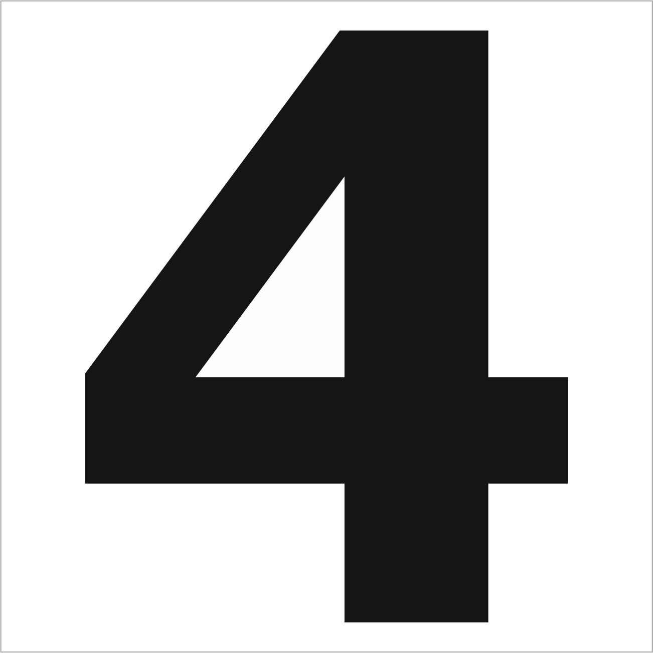 Как выглядит 4 черная Шрифт № 2. Цифра 4. 30 см. Черная купить по выгодной цене в интернет-магазине OZ