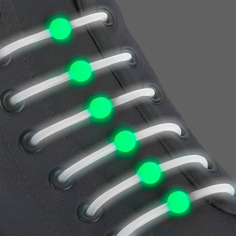Светящиеся шнурки. Шнурки 9 mm - Neon Green. Неоновые шнурки. Светящиеся силиконовые шнурки.