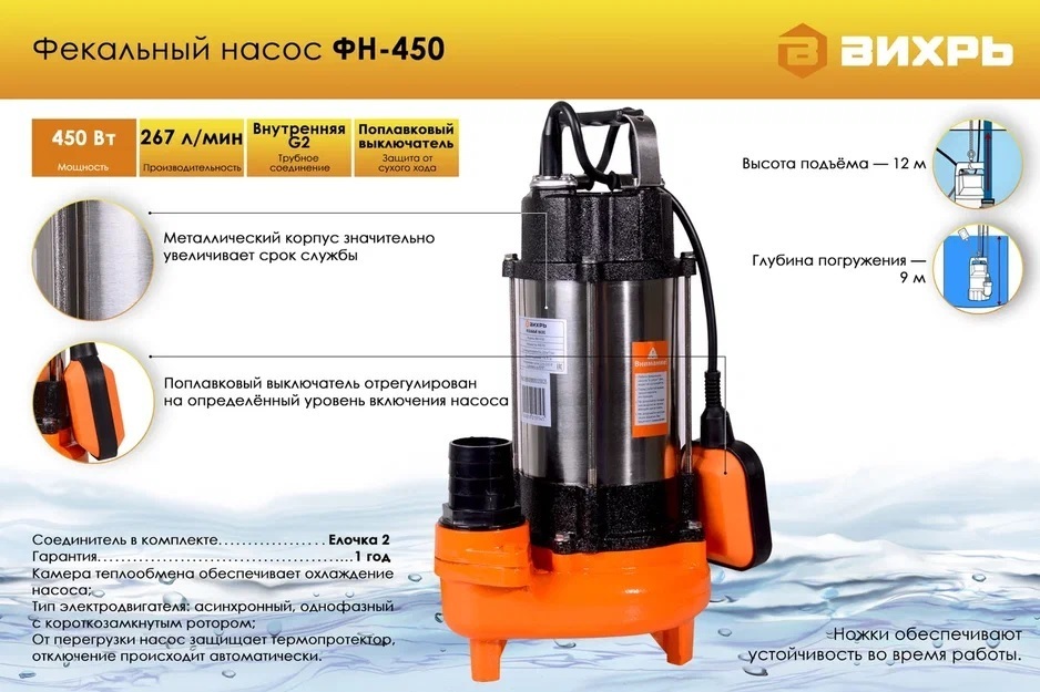 Схема дренажного насоса вихрь