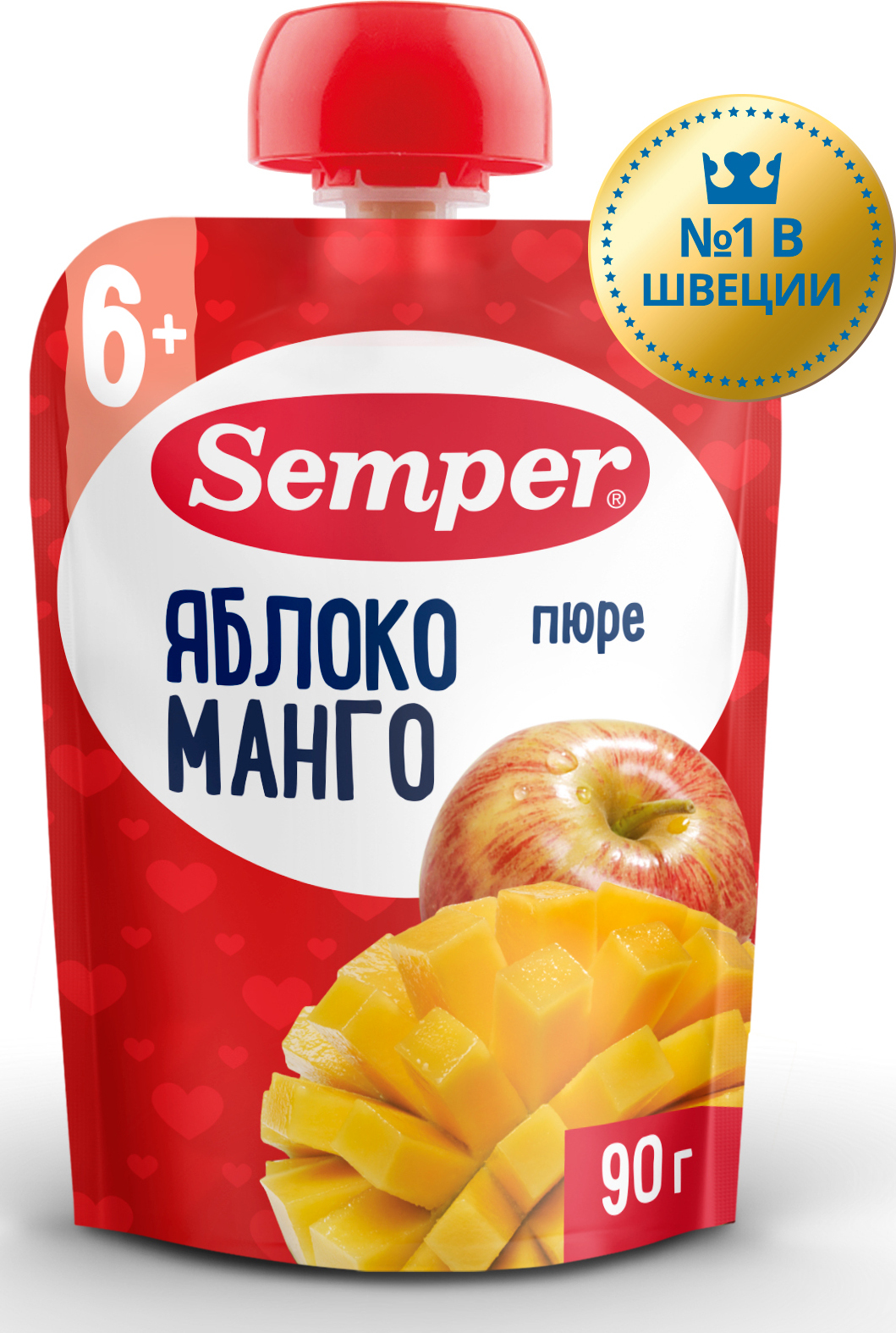 Пюре фруктовое детское Semper с 6 месяцев, Яблоко и манго, 90 г