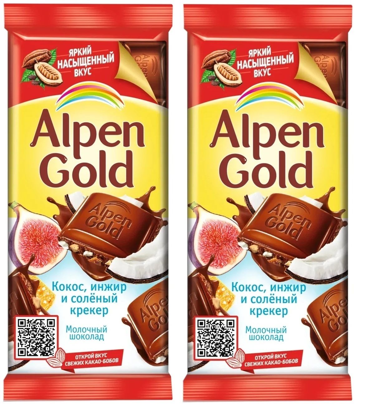 Шоколад Alpen Gold с сушеным инжиром, кокосовой стружкой 85 гр