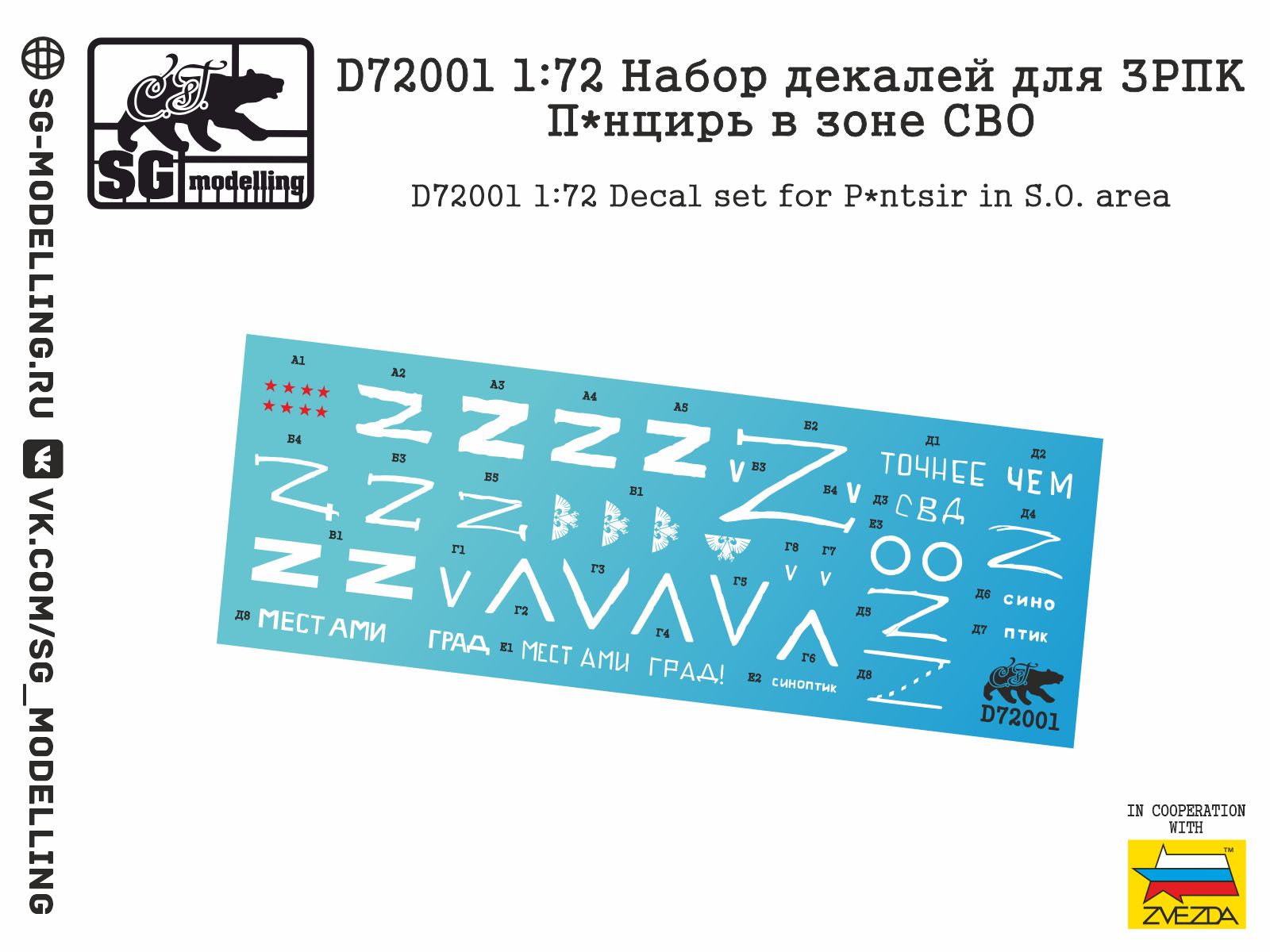 D72001 1:72 Набор декалей для ЗРПК П*нцирь в зоне СВО