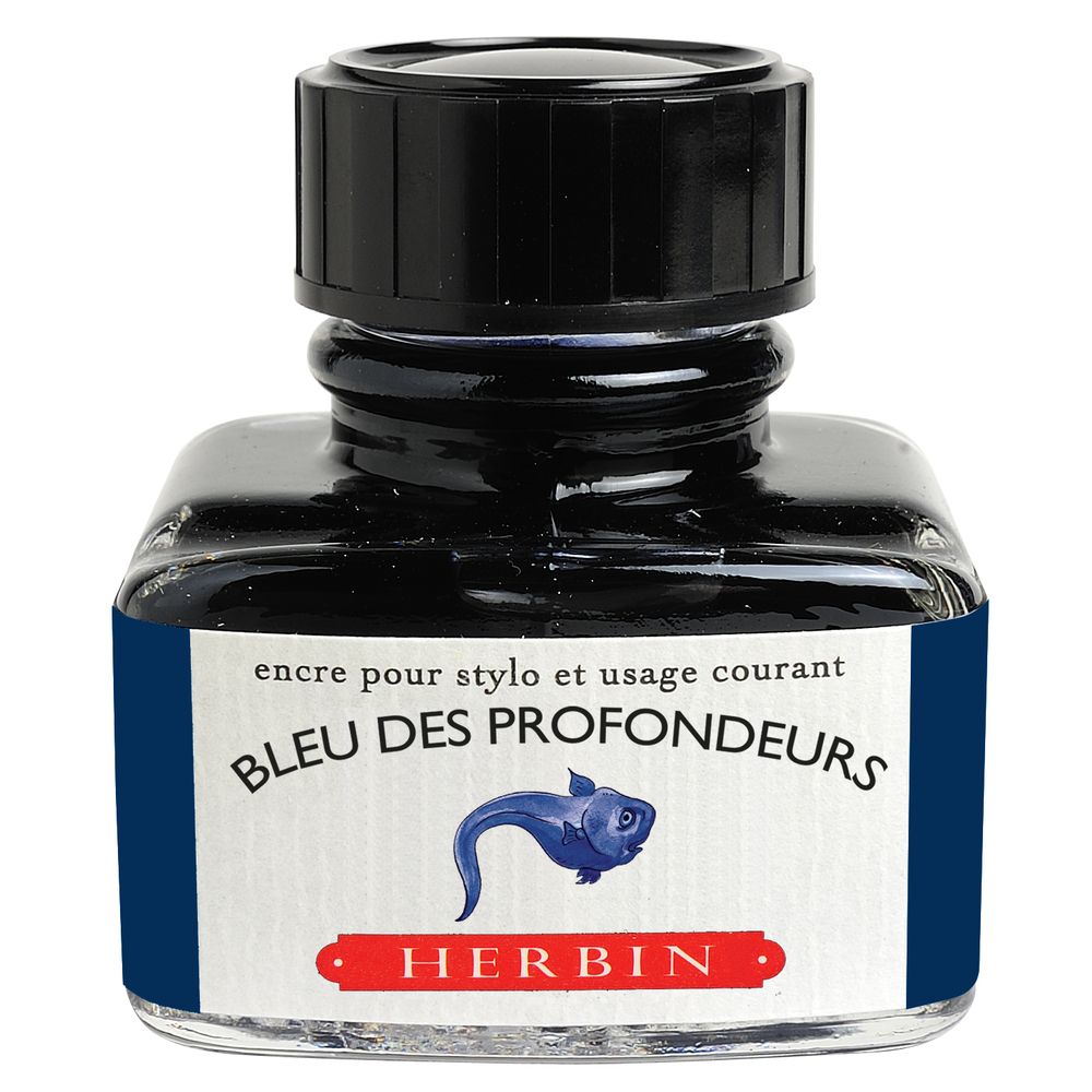 Чернила в банке Herbin, 30 мл, Bleu des profondeurs Глубинный синий