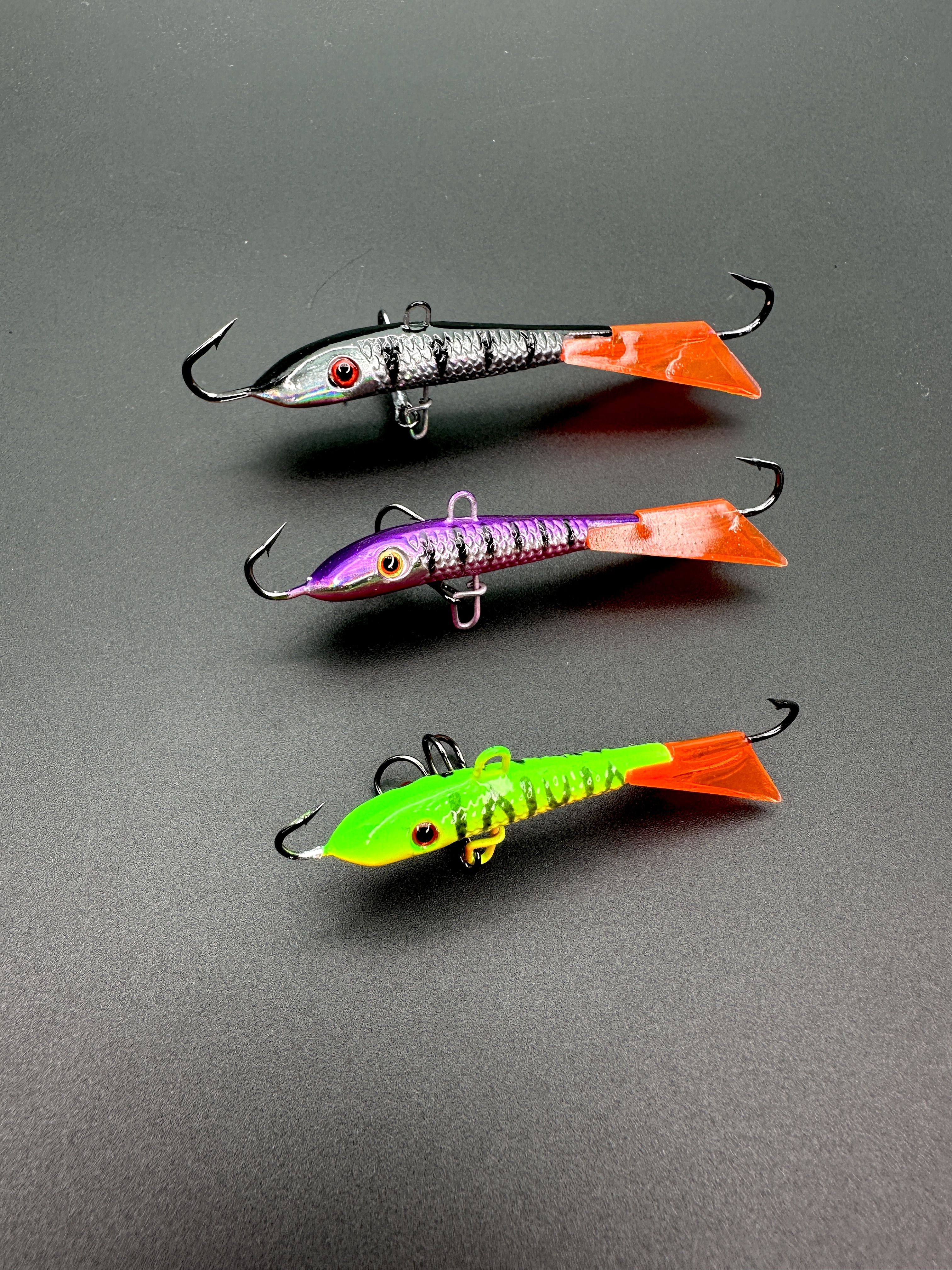 Балансир Lucky John для зимней рыбалки набор из 3 : 50 мм 7 гр, 60 мм 10гр и 70 мм 20 гр Лаки Джон для ловли со льда и в отвес на окунь, щуку, хариус, судак, берш, сома подарок рыбаку на новый год