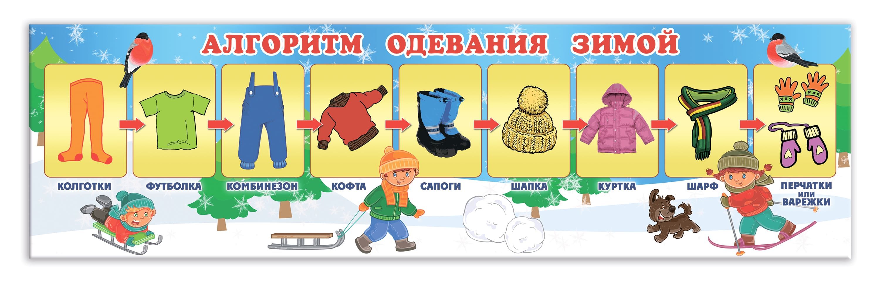 Алгоритм одевания на прогулку зимой в детском саду
