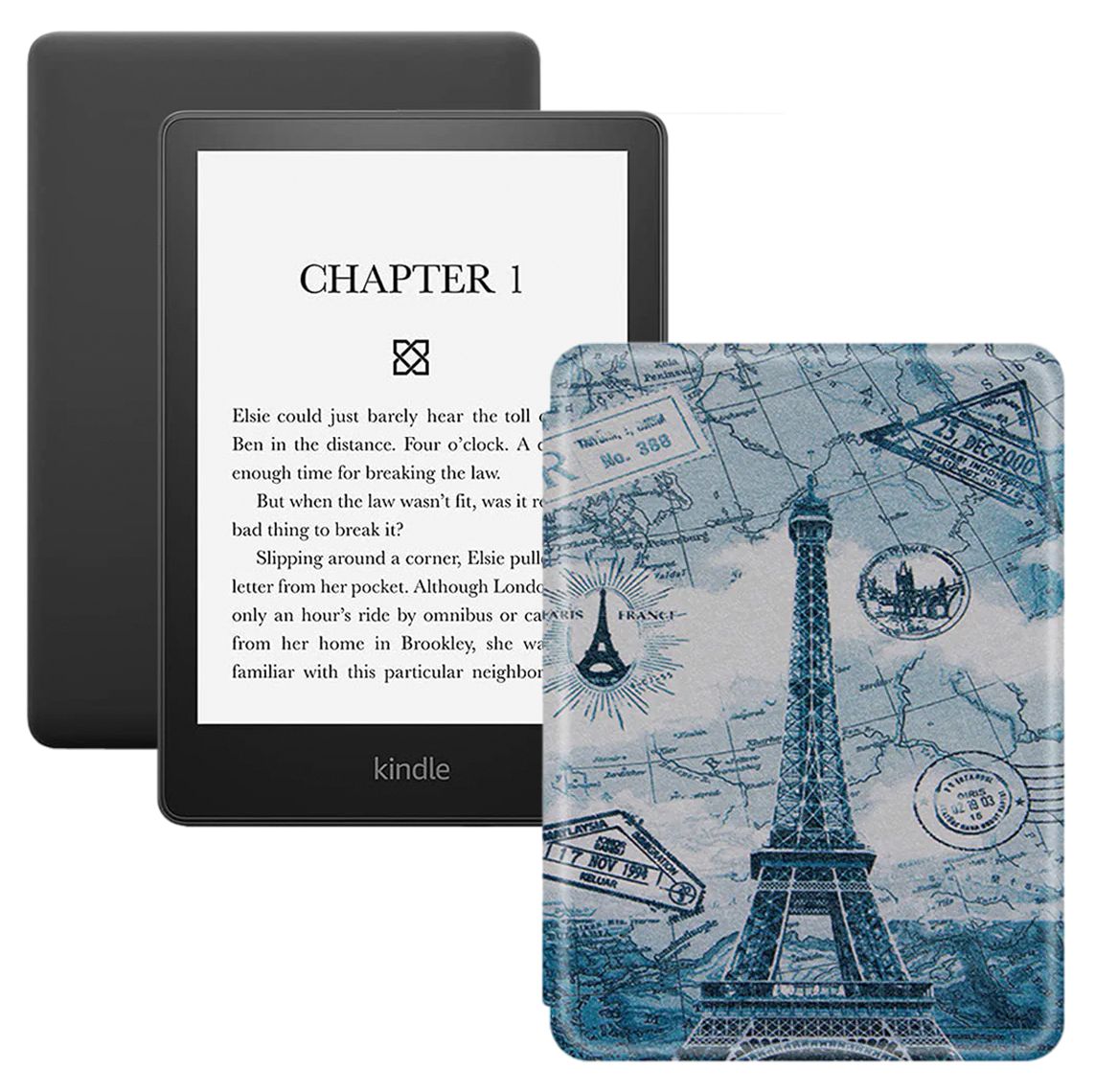 Amazon Kindle 6.8" Электронная книга PaperWhite 2021 16Gb SO + обложка, светло-серый, светло-синий