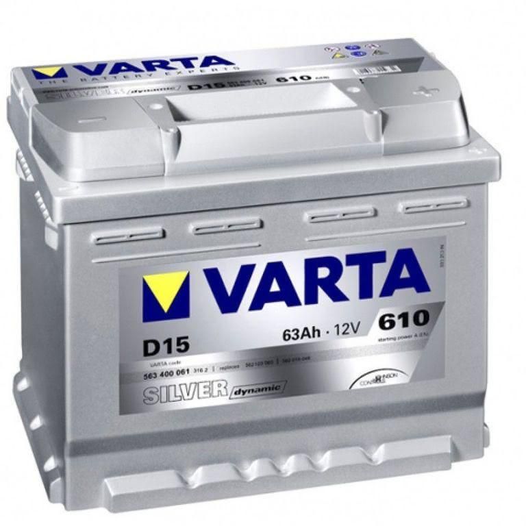 Аккумулятор автомобильный варта. Varta Silver Dynamic 63ah. Аккумулятор варта 63 Сильвер d15. Varta 63ah 610a. Varta Silver Dynamic 63 а/ч о.п. 563 400 061 (d15).