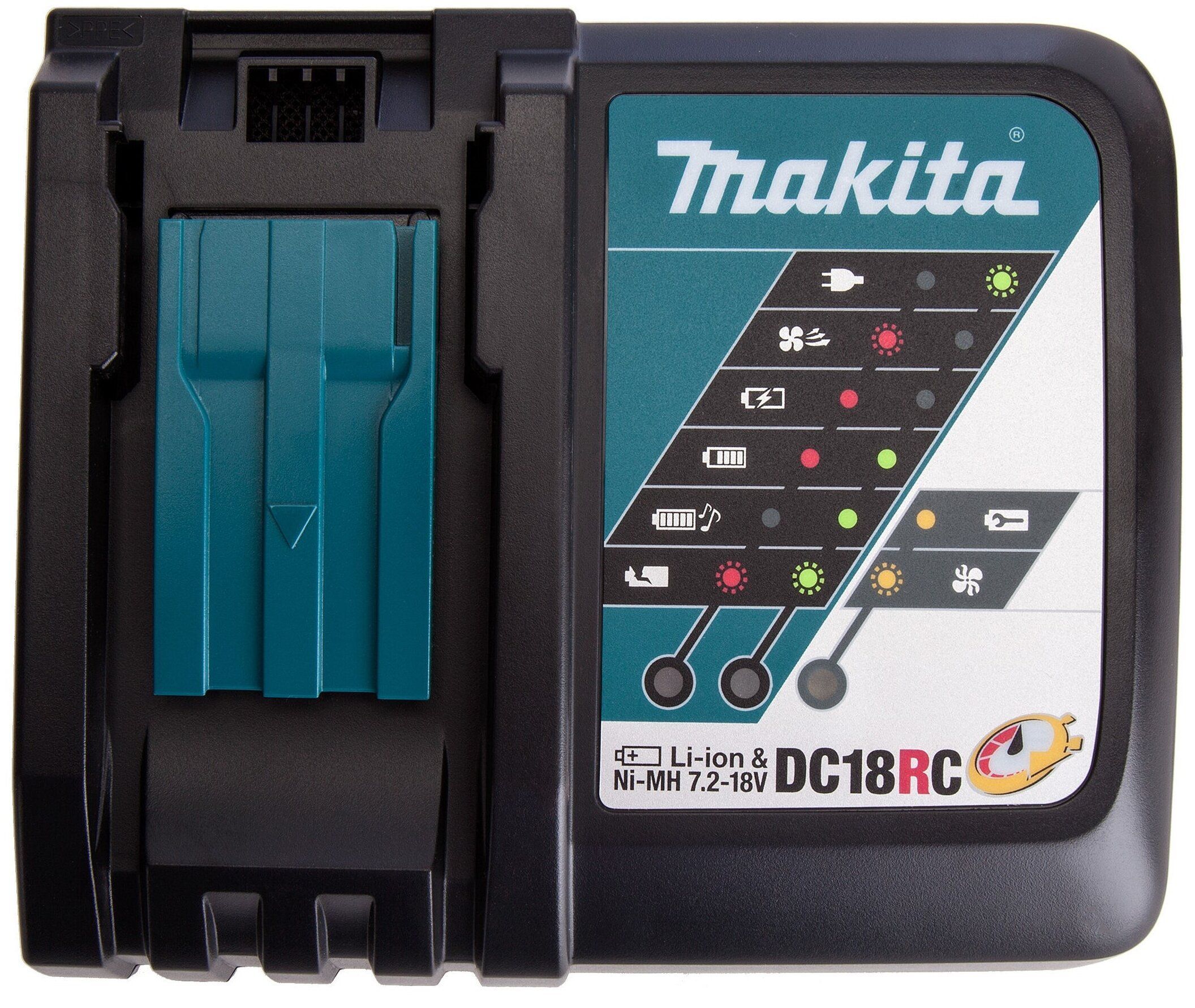 Makita Зарядное устройство DC18RC, быстрое однопортовое, для аккумуляторов 7.2V-18V