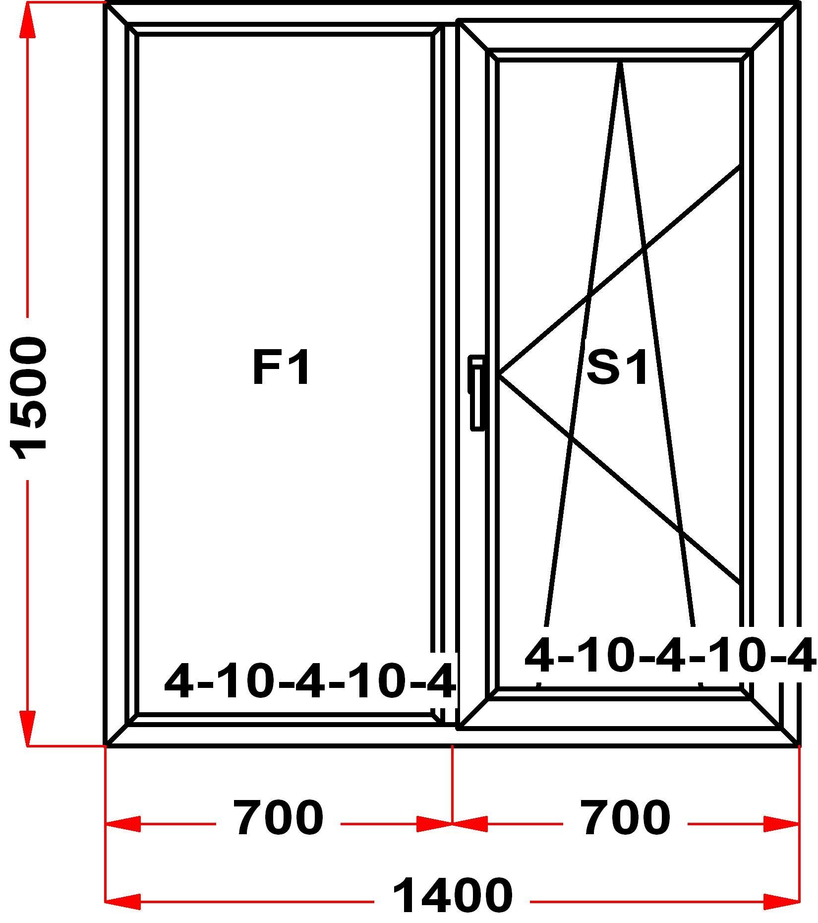 Оконный блок ПВХ 1500х1500 схема
