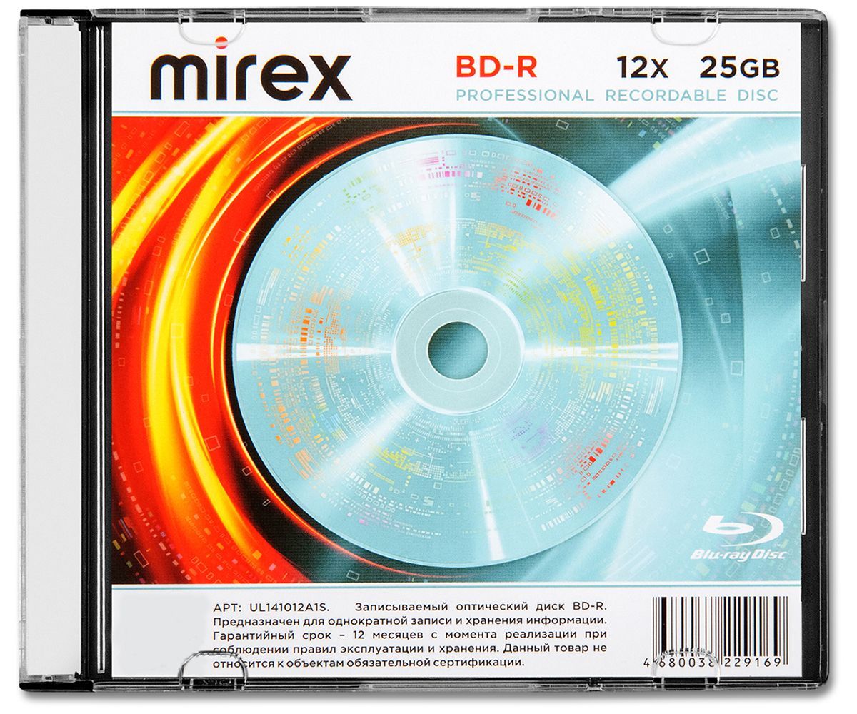 Диск BD-R 25 Gb Mirex 12x Slim box