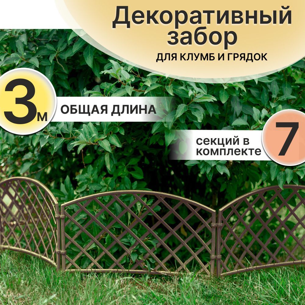 ЗаборчикдлясададекоративныйGardenPlastROMANIKA,бордюрсадовый,пластиковый,дляклумбигрядок,3метра(7секцийпо43см)