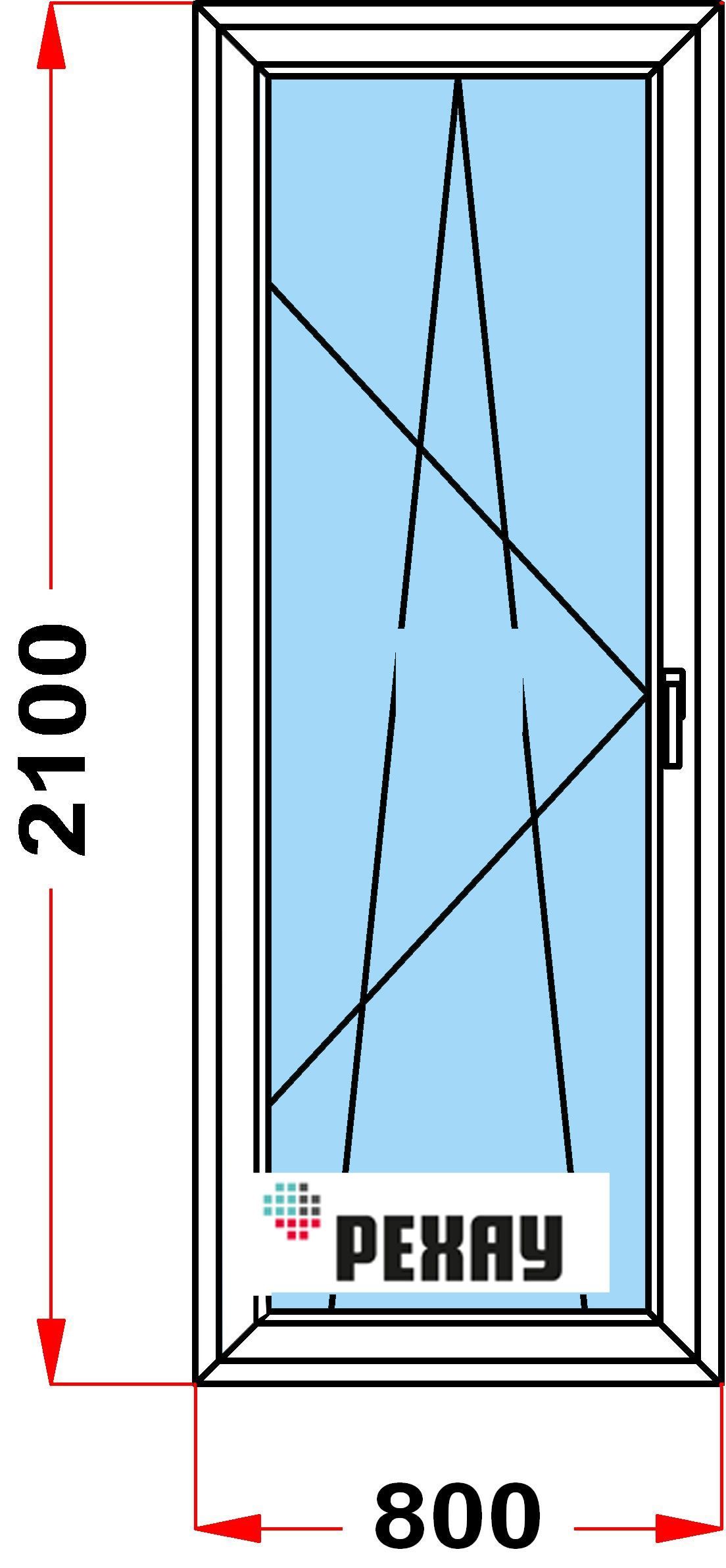 Балконнаядверь,профильРЕХАУBLITZ(2100x800),споворотно-откиднойстворкой,стеклопакетиз2хстекол,левоеоткрывание
