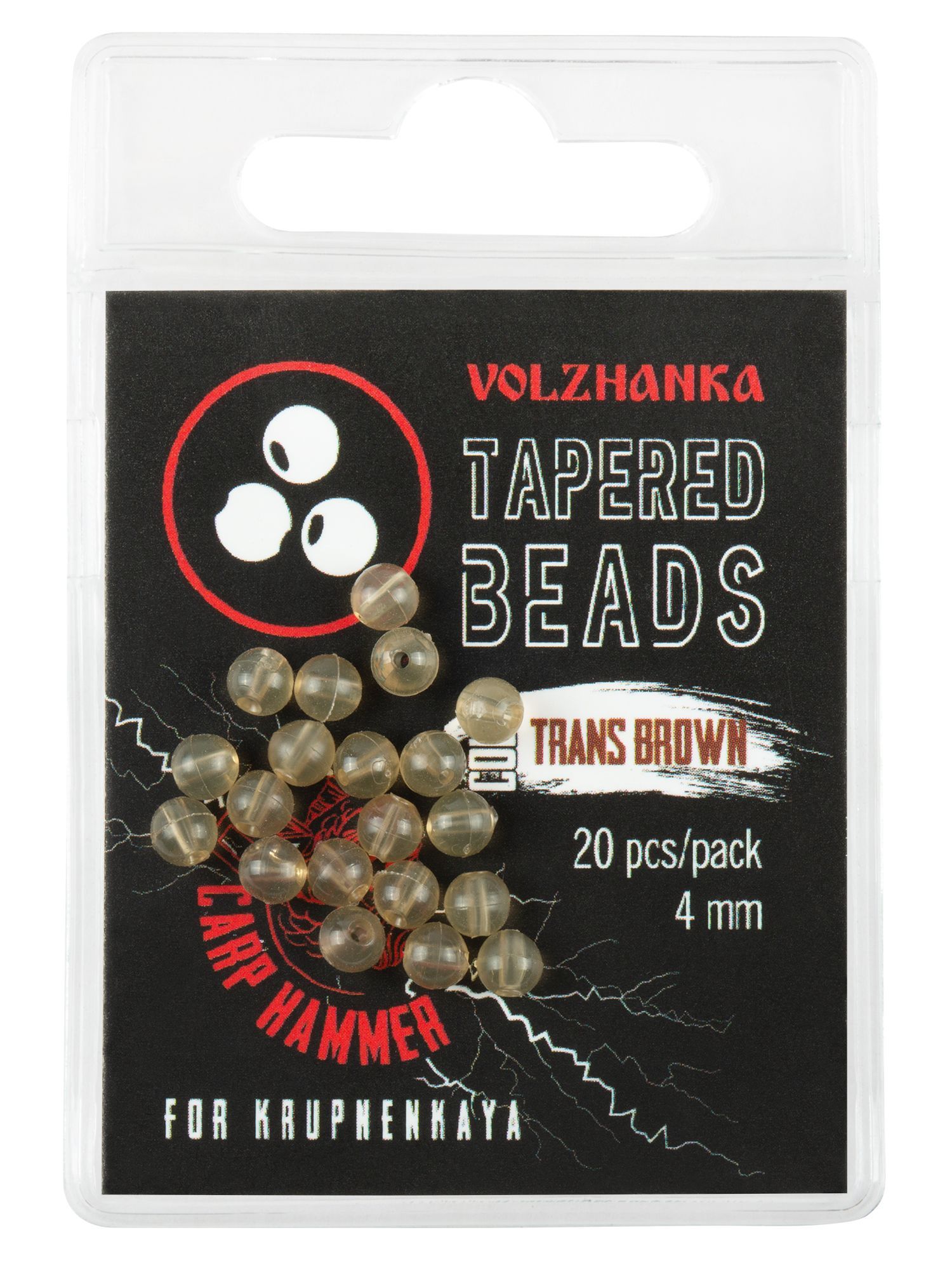 Carp Hammer Бусина с конусным отверстием "Volzhanka Tapered Beads 4мм " цвет Trans Brown (20шт/уп)