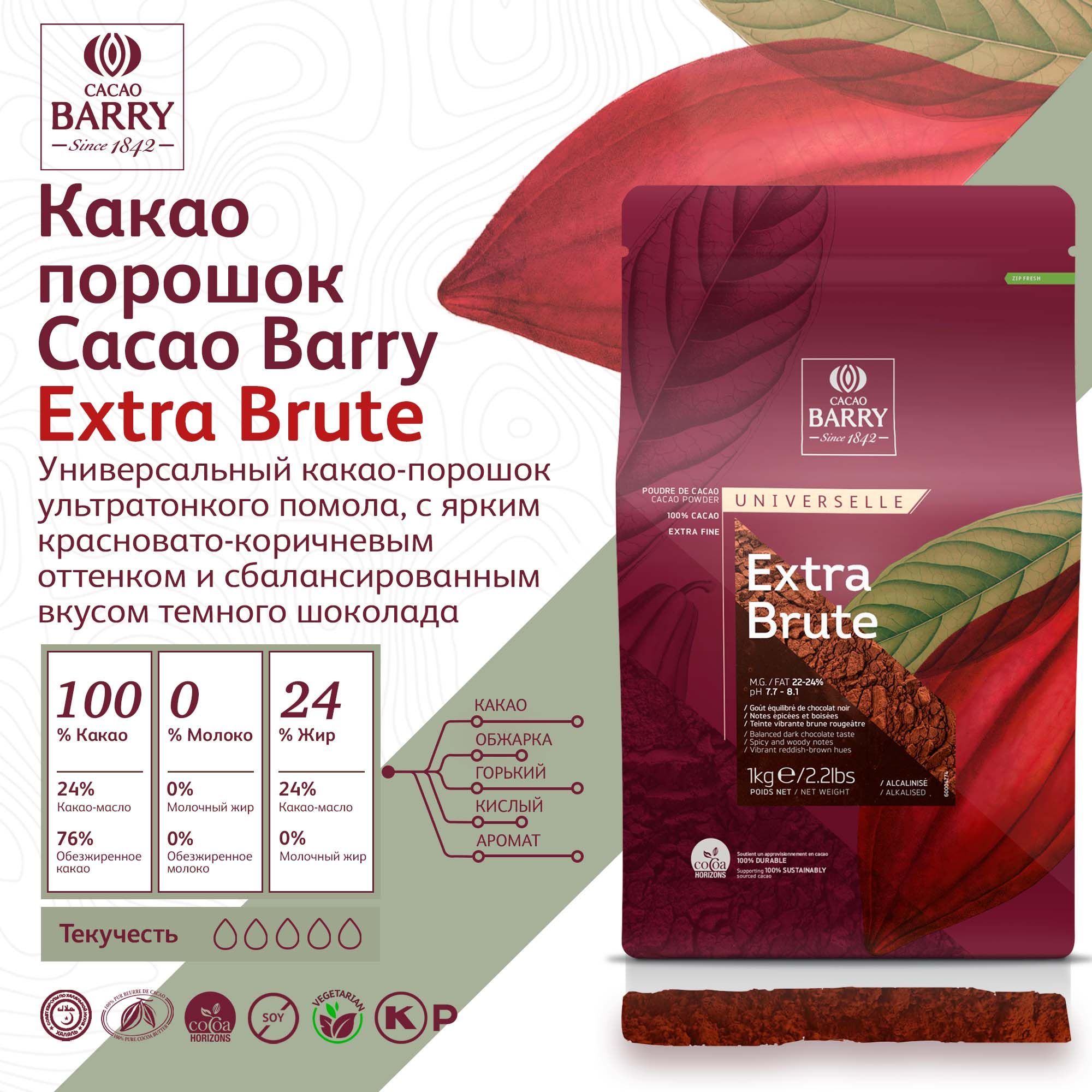 Какао барри экстра. Какао-порошок Cacao Barry Extra Brute. Какао-порошок Алак. "Cacao Barry" Extra-Brute, темно-красный, 1000 гр. Barry Extra Brute. Какао алкализованный Bakers.