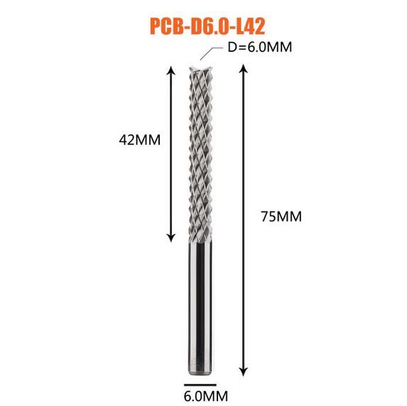 Фреза рашпильная кукуруза 6мм PCB-D6.0-42 для чпу фрезерного станка концевая твердосплавная