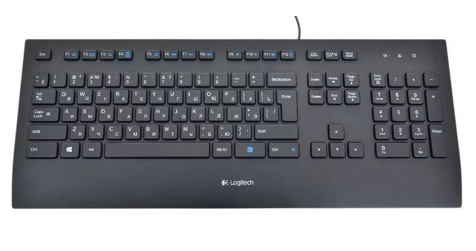 LogitechКлавиатурапроводнаяКлавиатураLogitechK280EPro,Black,USB