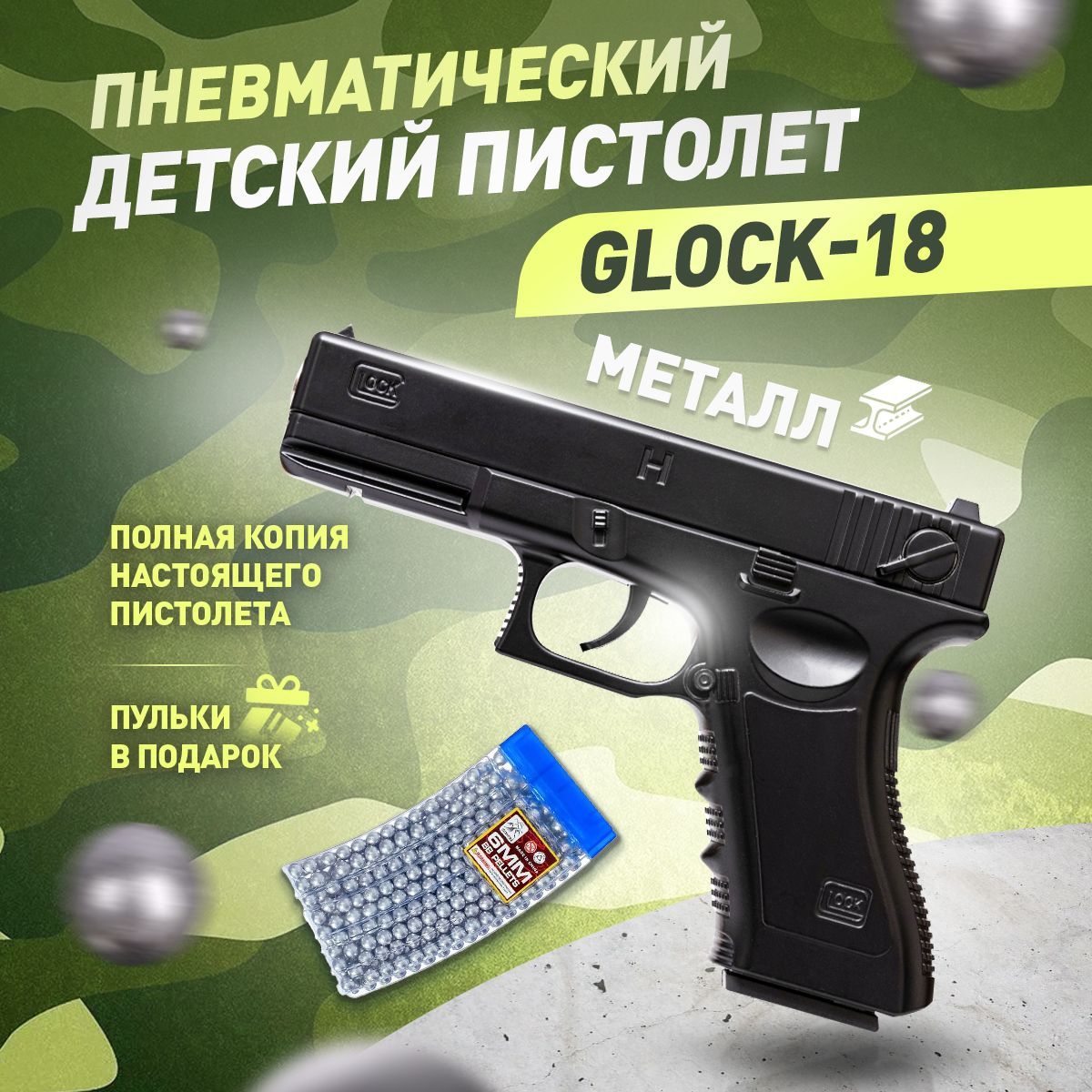 Пистолет Glock - 18 Глок - купить с доставкой по выгодным ценам в  интернет-магазине OZON (1104049995)