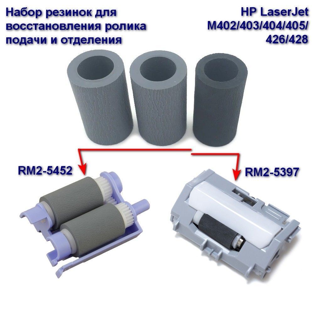 RM2-5452 + RM2-5397 Ролик подачи и отделения (резинки) для HP LaserJet M402/404/405/426/428/430