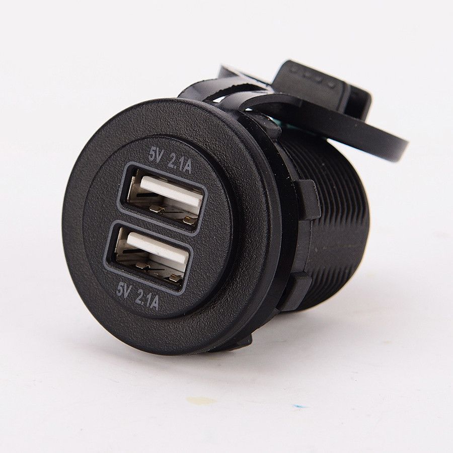 Розетка USB встраиваемая в авто 12v / 24v (5v, 2.1а + 1а) - арт. USB 12